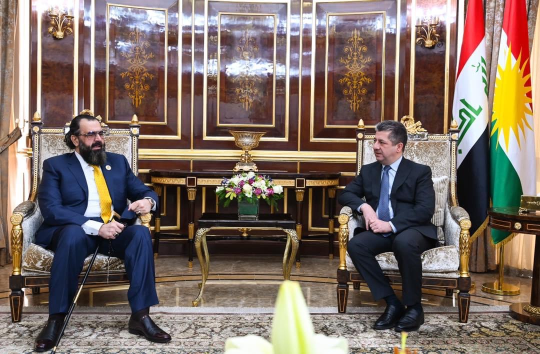 مەسرور بارزانی پێشوازی لە شێخ نەهرۆ شێخ محەمەد کەسنەزانی دەکات
