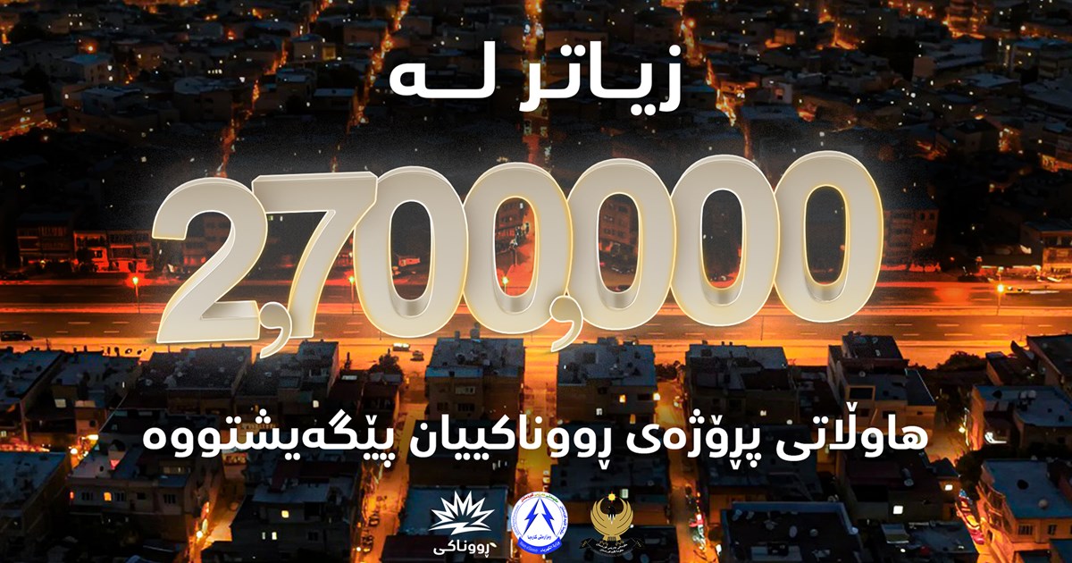 پڕۆژەی ڕووناکی گەیشتە زیاتر لە 2.7 ملیۆن هاووڵاتی
